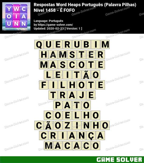 Wordalot respostas Nível 1458 .
